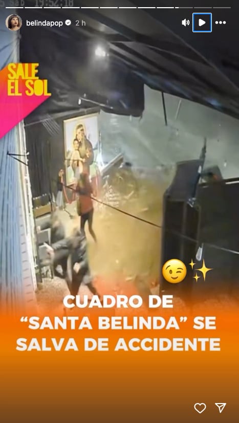 Belinda reacciona a que su cuadro con Christian Nodal sobrevivió a un choque.