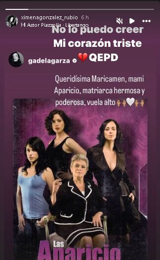 Ximena González da el pésame a la muerte de María del Carmen Farías.