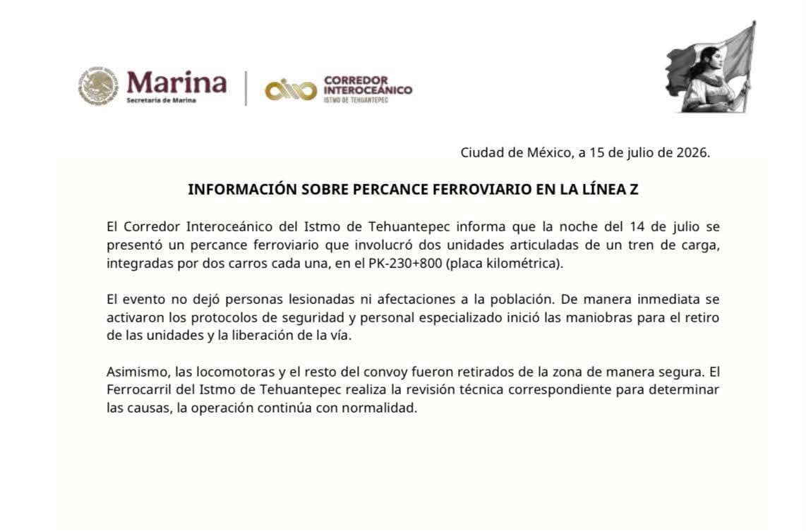 Nuevo descarrilamiento del Tren Interoceánico en la misma zona del accidente de hace siete meses