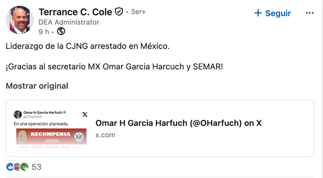 DEA destaca detención de El Jardinero