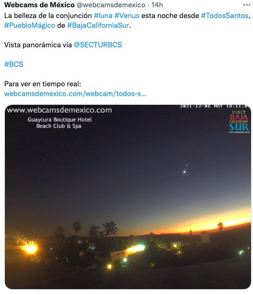 Conjunción entre la Luna y Venus