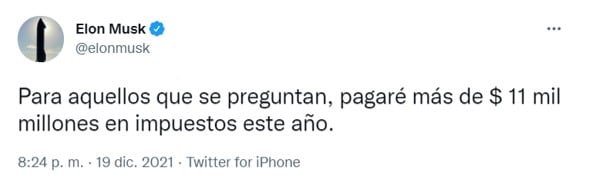 Tuit de Elon Musk