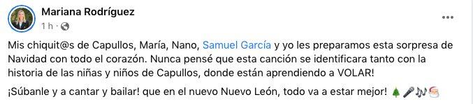 Mensaje de Mariana Rodríguez