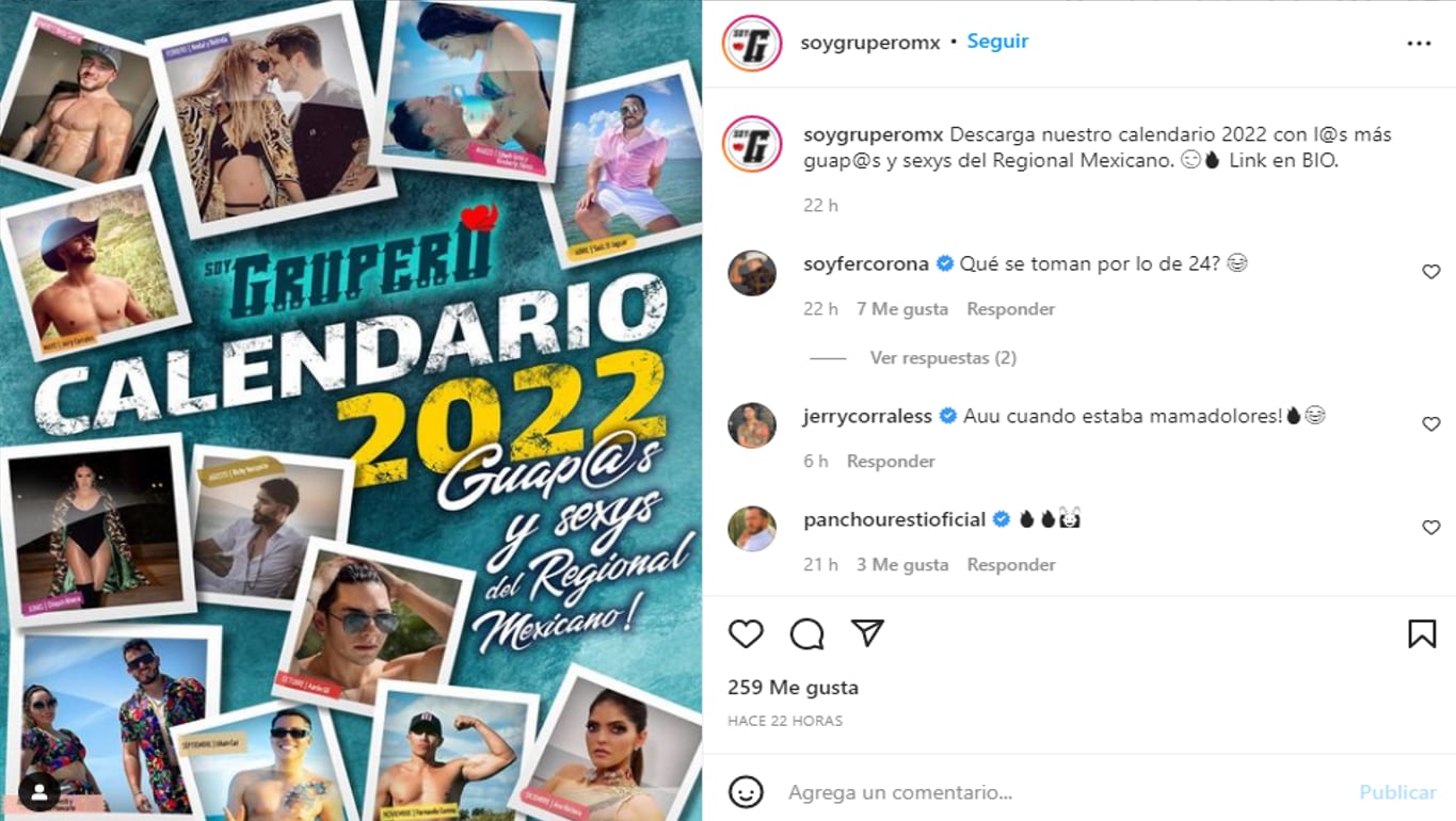 Calendario 'Soy Grupero', Edwin Luna y Kimberly Flores