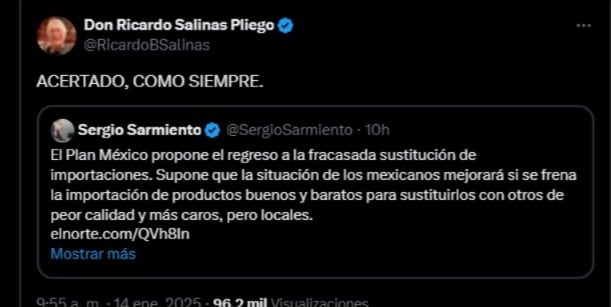 Ricardo Salinas Pliego critica el Plan México