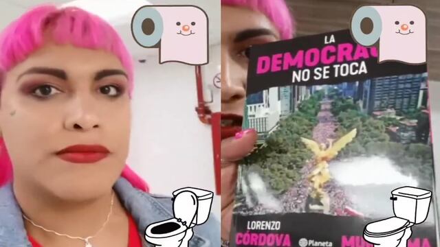 La diputada de Morena, María Clemente García, presume que el libro "La democracia no se toca" es perfecto para usar como papel de baño