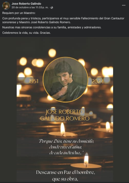 Muere José Roberto Galindo