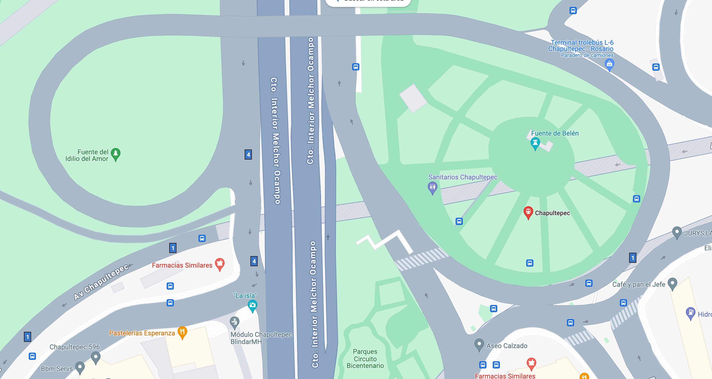 Circuito Interior y Avenida Chapultepec, en la CDMX