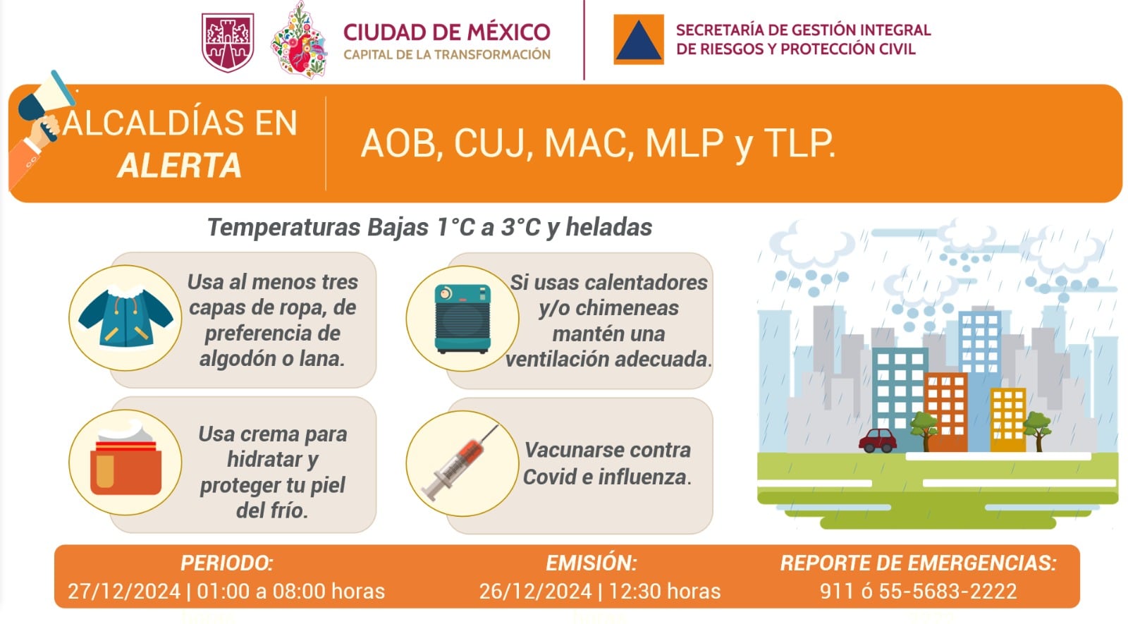 Clima en CDMX 27 de diciembre.