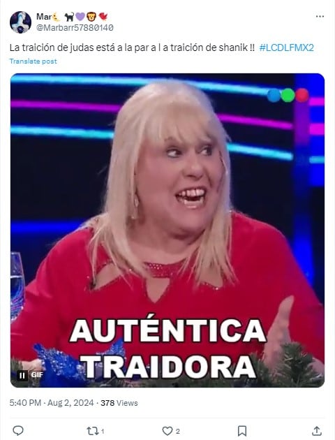 Memes exigiendo la salida de Shanik Berman de La Casa de los Famosos México 2024 por traidora