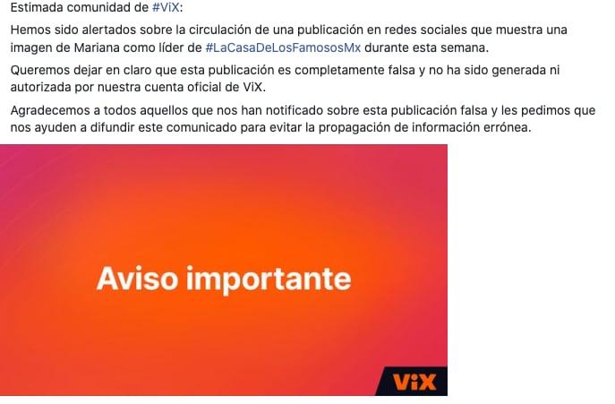 Comunicado de Vix desmiente que La Barby Juárez sea la nueva líder de la semana