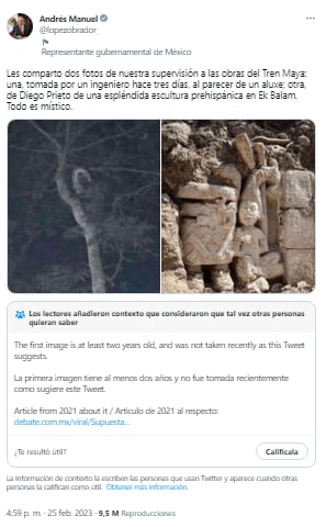 Twitter pone advertencia en tuit de AMLO donde compartió un supuesto aluxe; señala que es fake