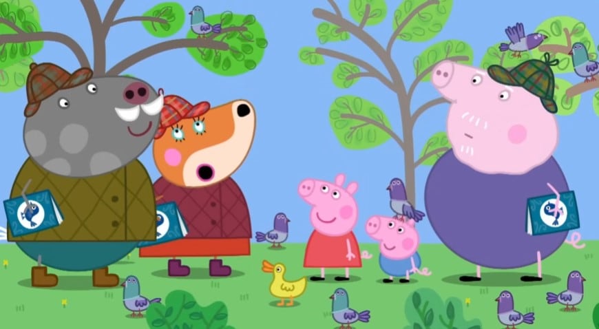 Peppa Pig y George cantan como los pájaros