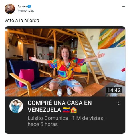 AuronPlay se burla de Luisito Comunica.