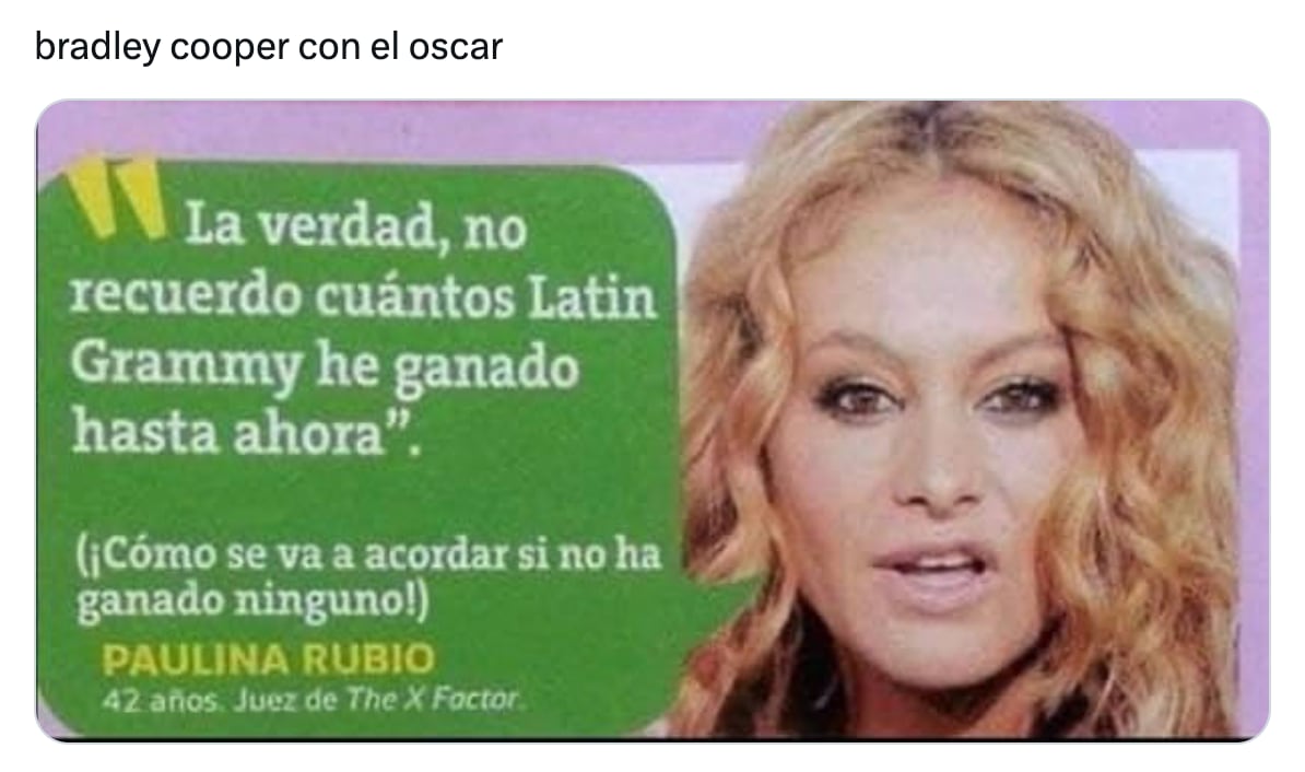 Meme de Bradley Cooper perdedor en los Premios Oscar 2024