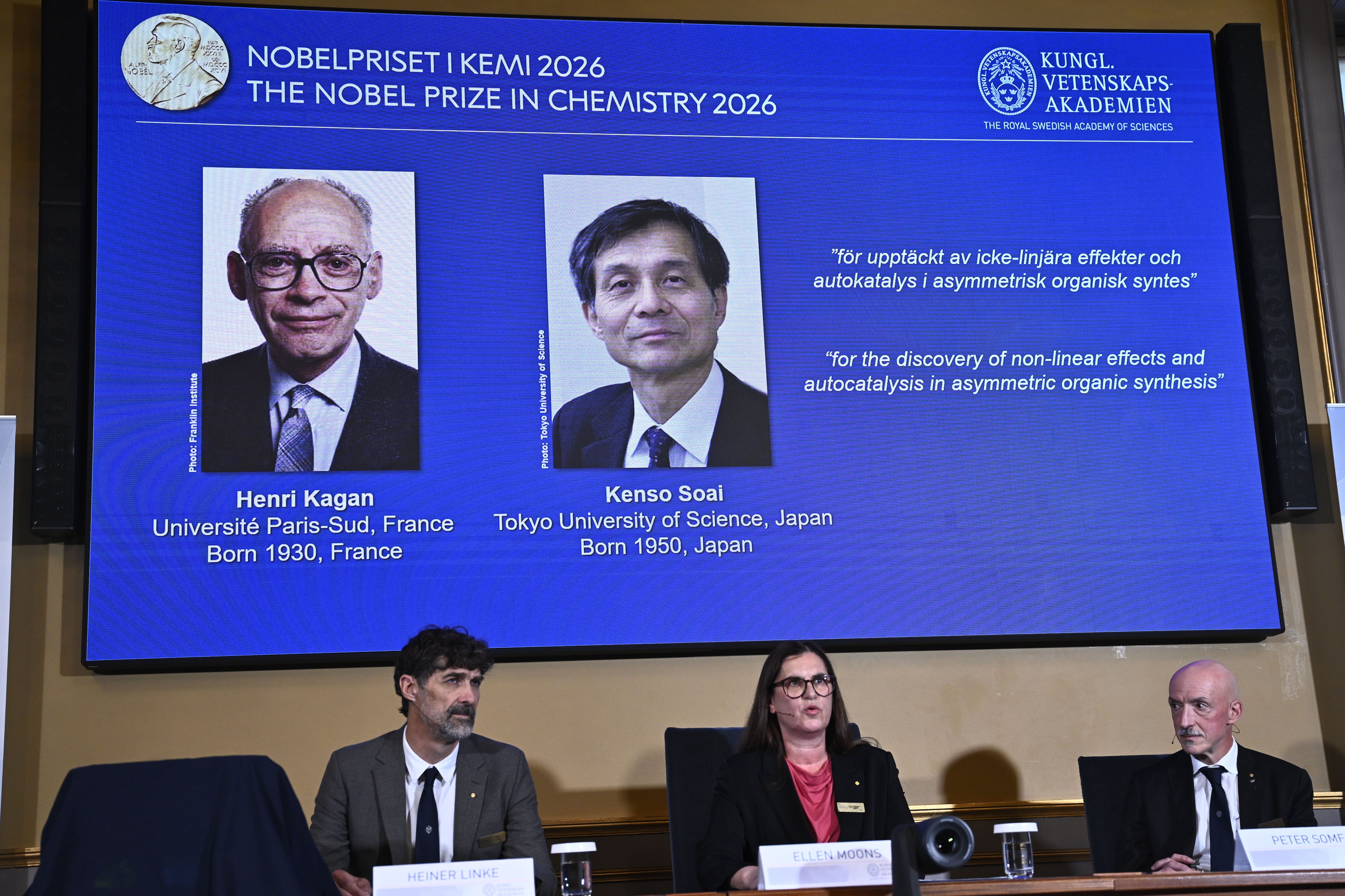 Kagan y Soai ganan el Nobel de Química 2026 por estudiar moléculas “espejo”