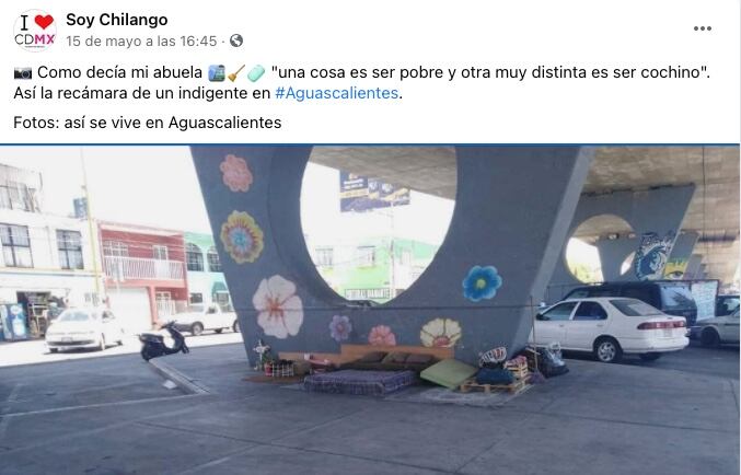 Recámara de una persona sin hogar
