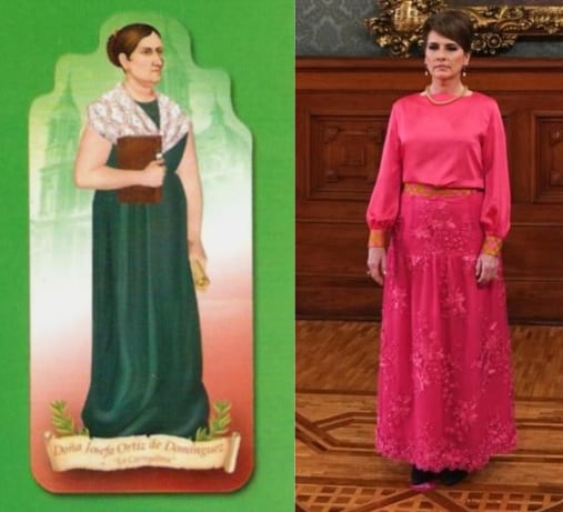 Beatriz Gutiérrez se inspira en Josefa Ortiz y copia peinado así como su vestuario