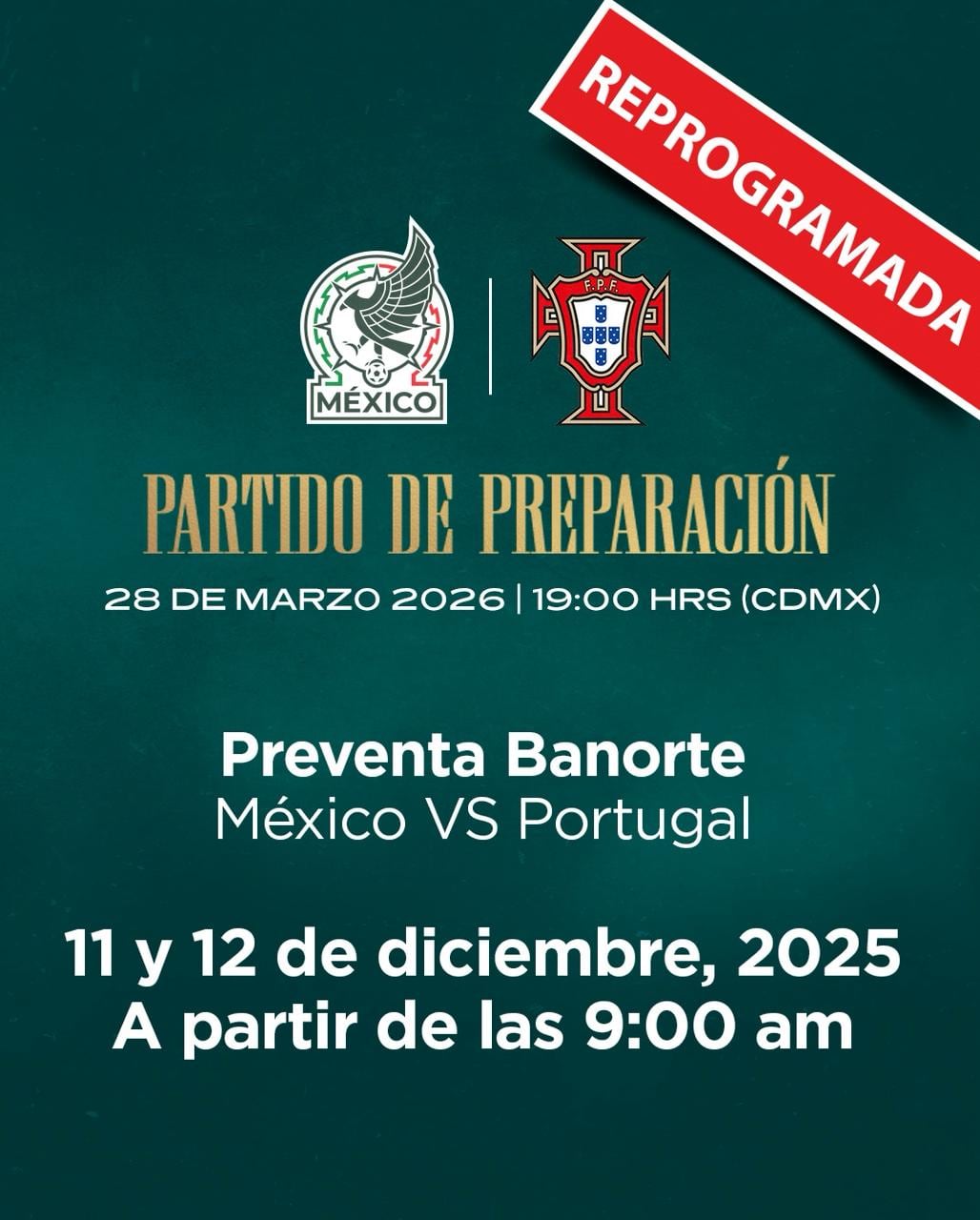 Caos en la preventa del México vs Portugal: reprograman fecha y Banorte lanza comunicado