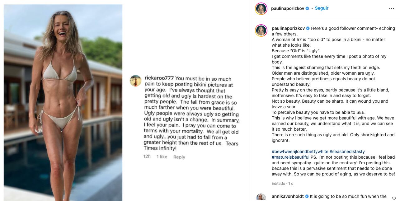 Mensaje de Paulina Porizkova