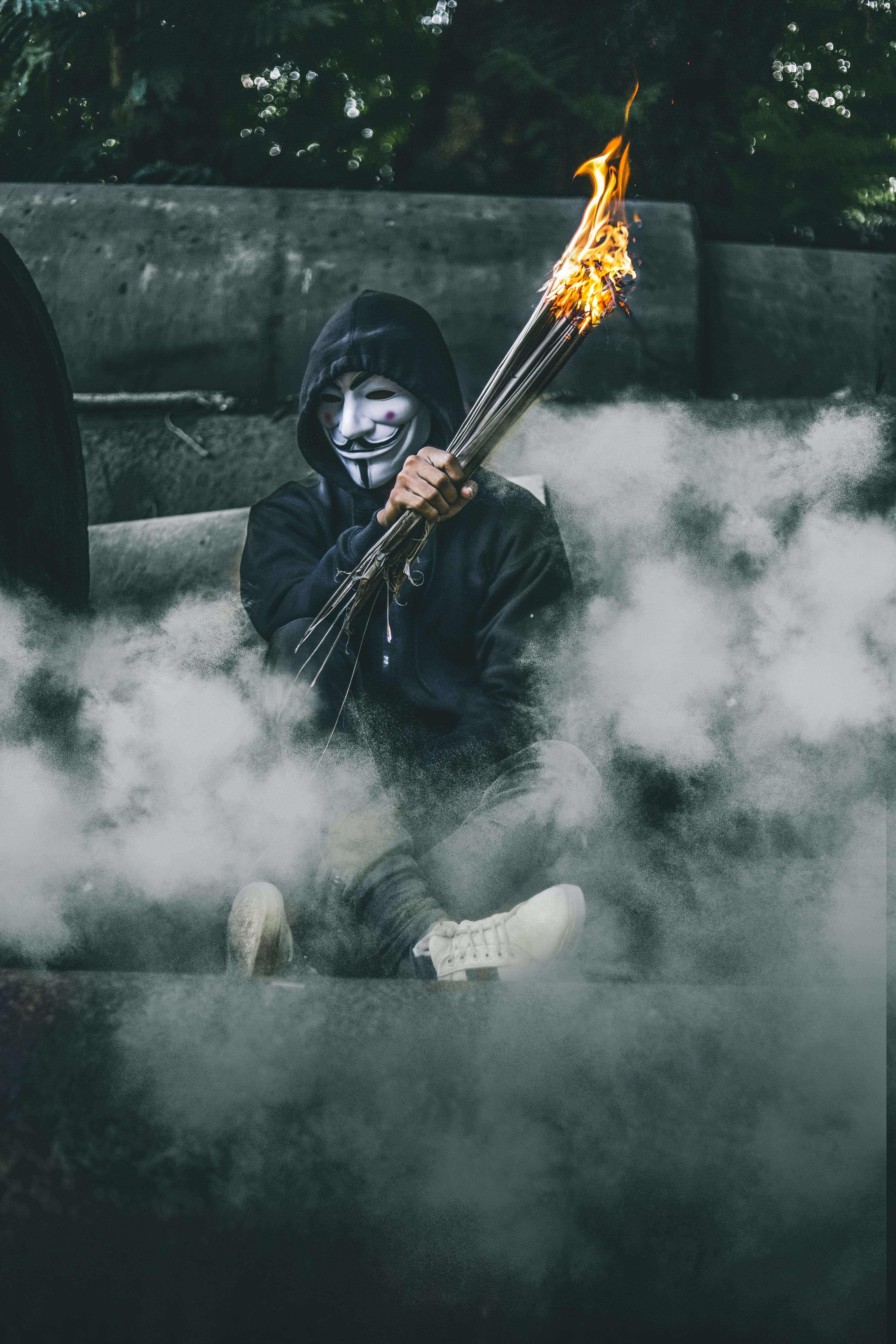 Máscara de Guy Fawkes en una protesta