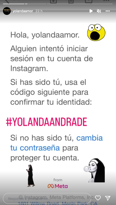 Intentan hackear Instagram de Yolanda Andrade.