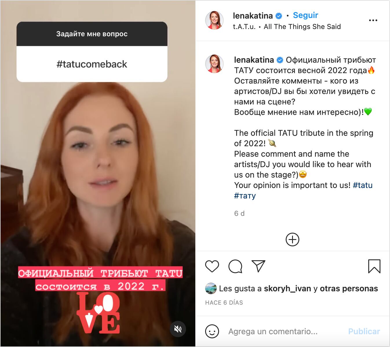 Anuncian el regreso de t.A.T.u