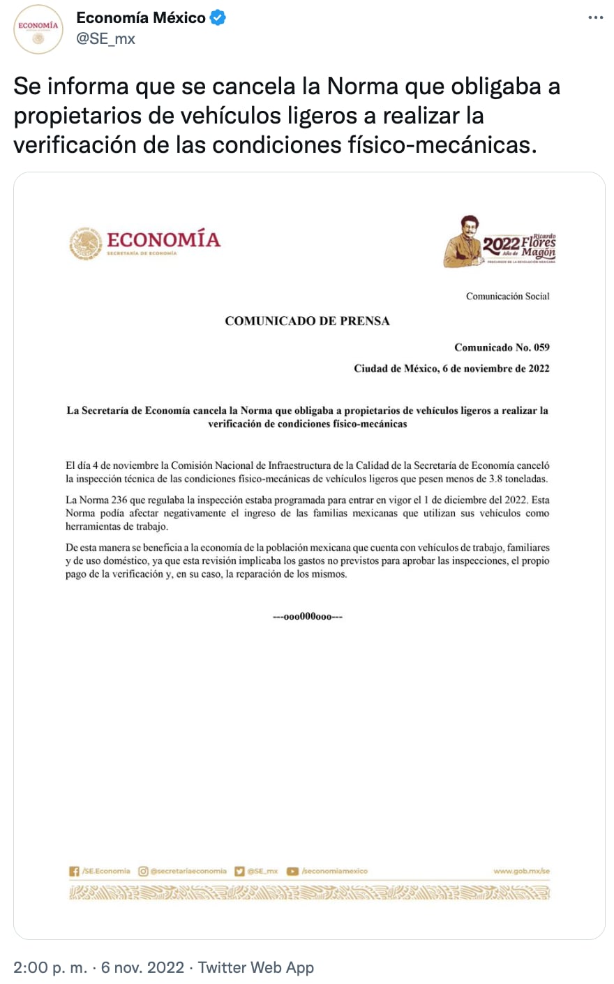 Cancelan nueva verificación vehicular