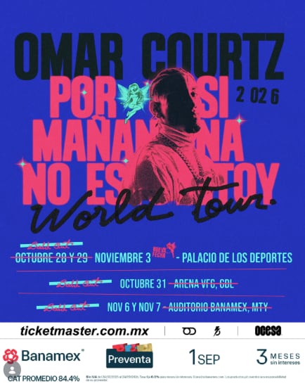 Omar Courtz ofrecerá tres conciertos en el Palacio de los Deportes