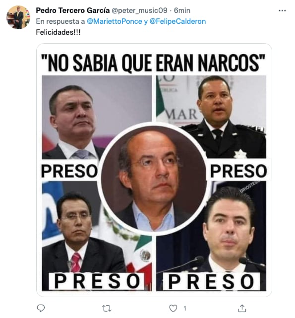 Felicitaciones por el cumpleaños 60 de Felipe Calderón/captura de pantalla de Twitter