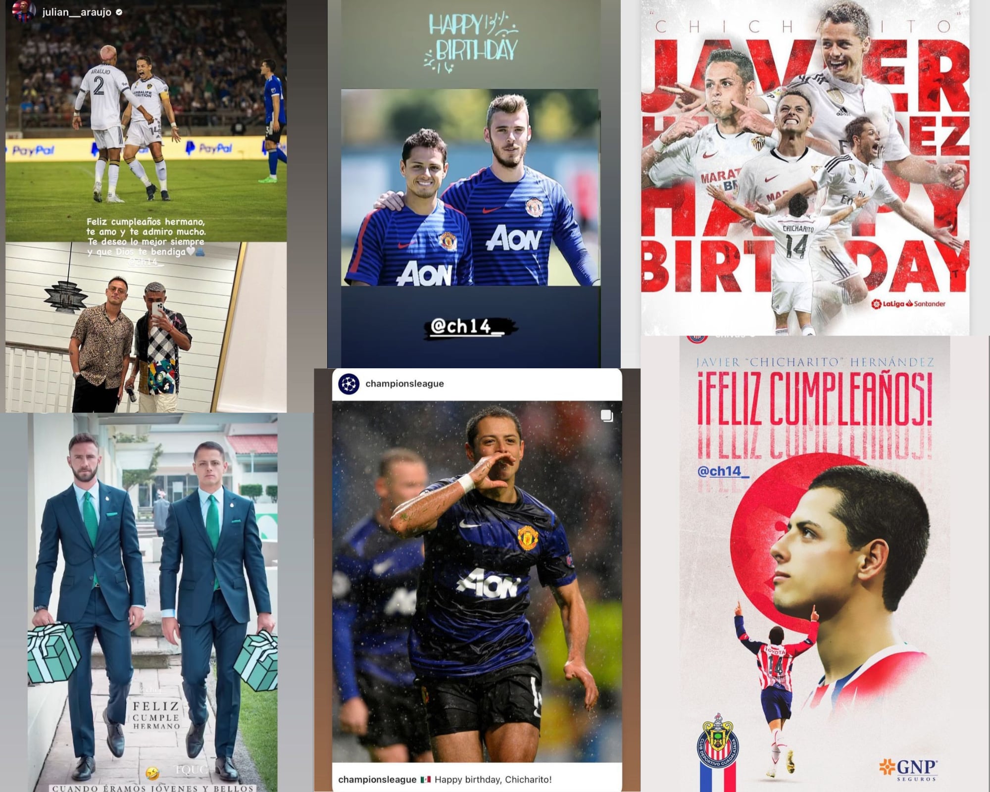 Futbolistas, equipos y ligas del mundo se rinden ante Chicharito Hernández por su cumpleaños número 35.