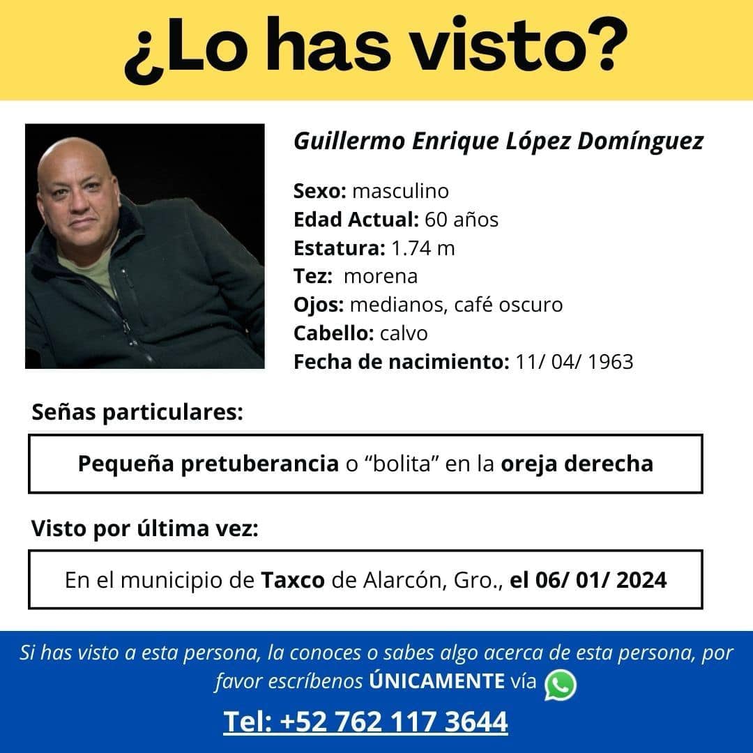 Guillermo López desapareció en Taxco desde enero