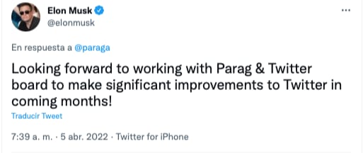 Elon Musk anuncia mejoras para twitter/@elonmusk