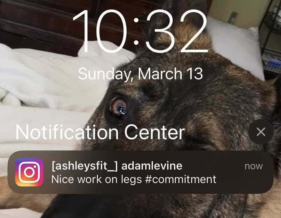 Historias de Ashley Russell que Adam Levine comentaba y veía