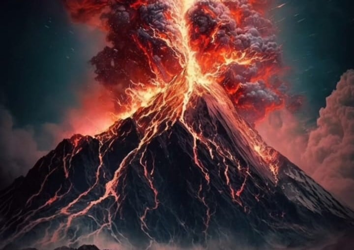 Volcán en erupción