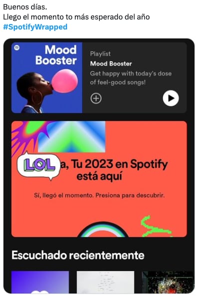 Memes de la salida del Spotify Wrapped 2023