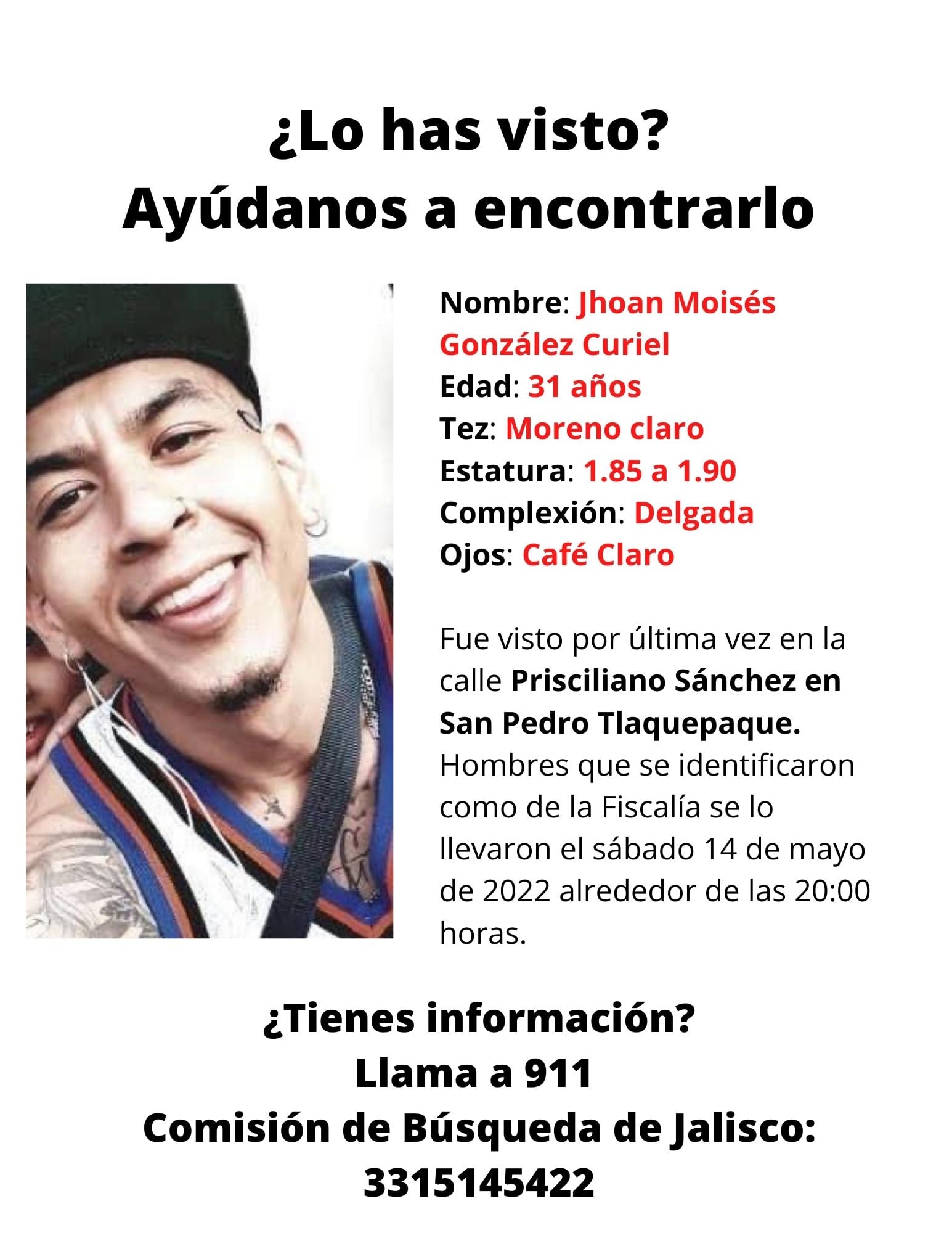 Ficha de búsqueda de Johan Moisés