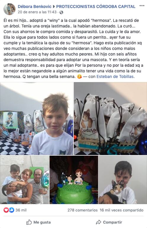 Su madre relató como fue que su hijo rescató a la pequeña 'Winy'