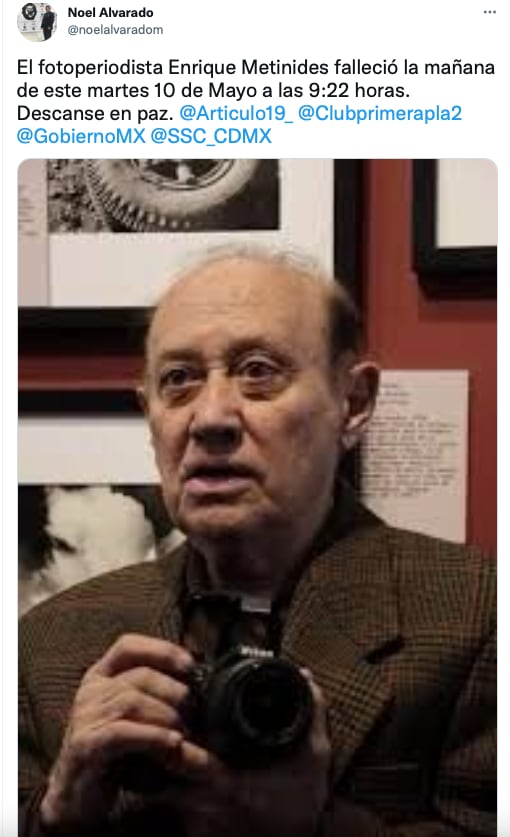 muere el fotoperiodista Enrique Metinides/twitter
