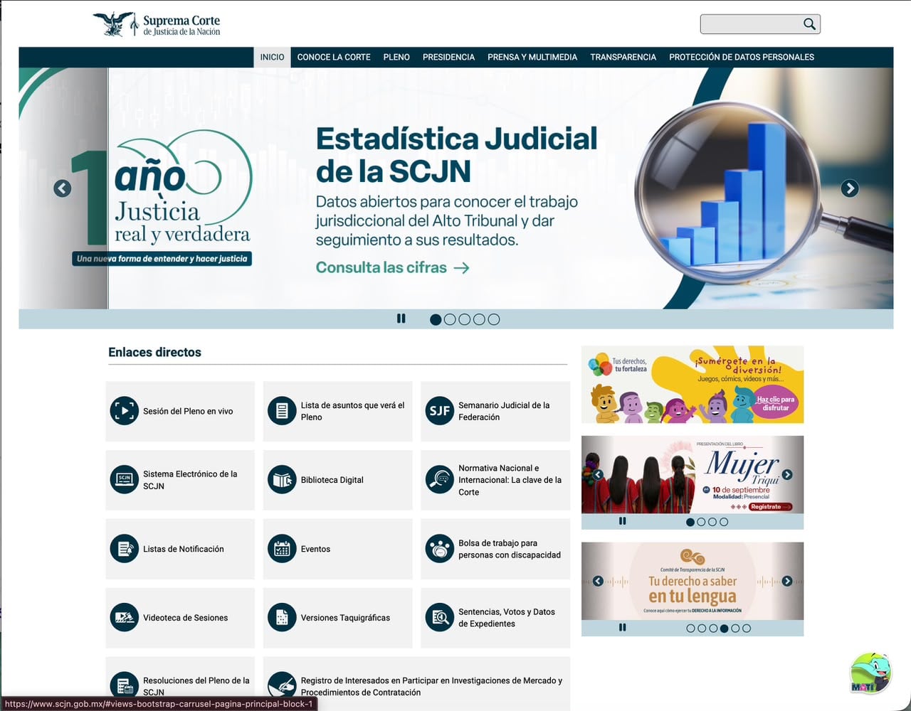 SCJN crea portal para consultar estadísticas de su desempeño.