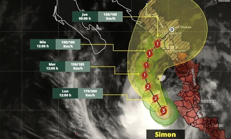 Huracán Simón: SMN prevé posible impacto en Mazatlán el 15 de octubre