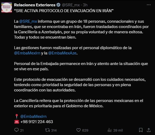 SRE activa protocolo de evacuación hoy 17 de junio