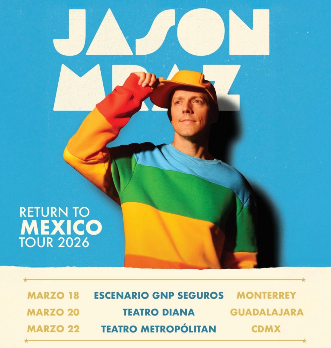 Jason Mraz dará 3 conciertos en México