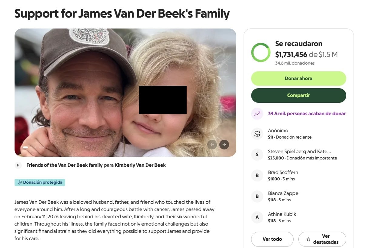 Hollywood dona miles de dólares a familia de James Van Der Beek tras su muerte
