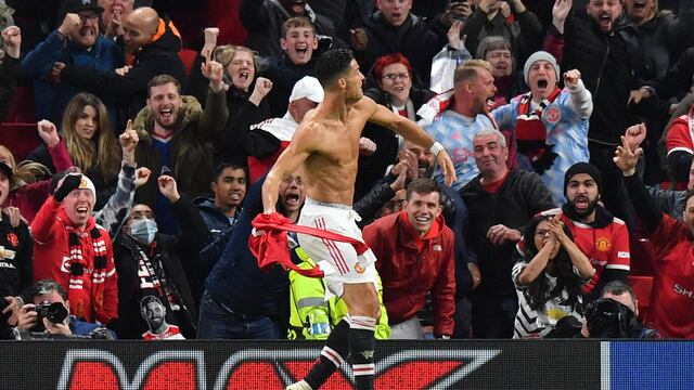 Cristiano Ronaldo celebra su gol del triunfo para el Manchester United