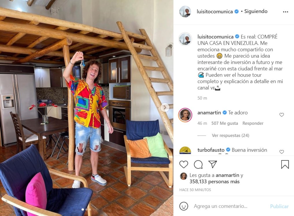 Publicación de Luisito Comunica en Instagram