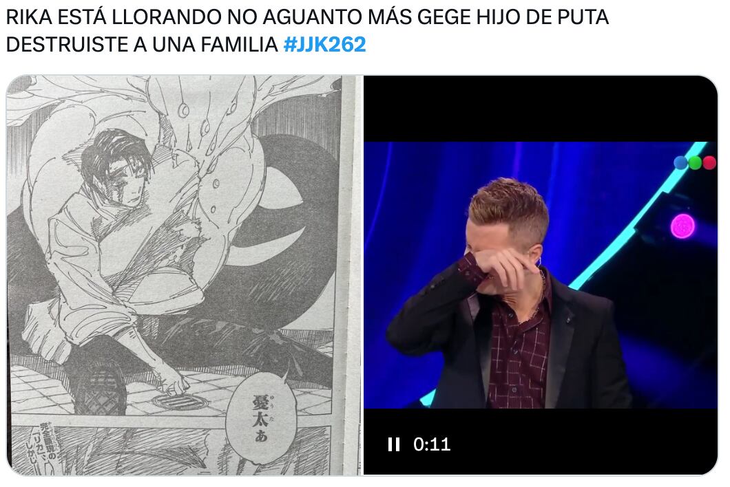 Meme del spoiler del manga 262 de Jujutsu Kaisen