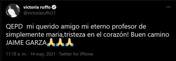 Victoria Ruffo sobre la muerte de Jaime Garza.