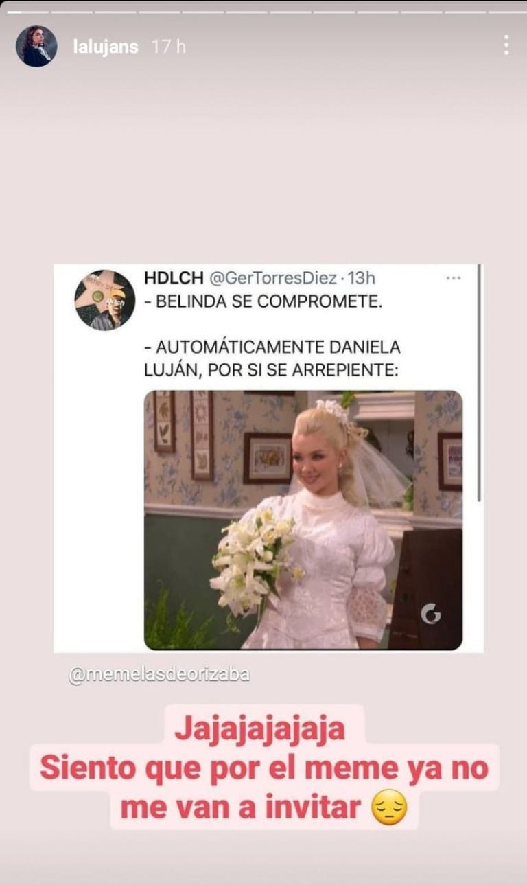 Daniela Luján meme boda Belinda y Christian Nodal