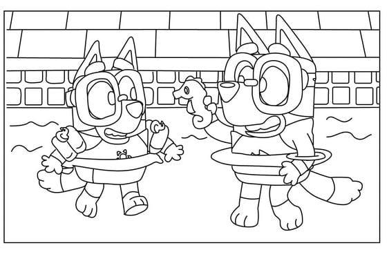 Dibujos de Bluey en la lluvia para colorear
